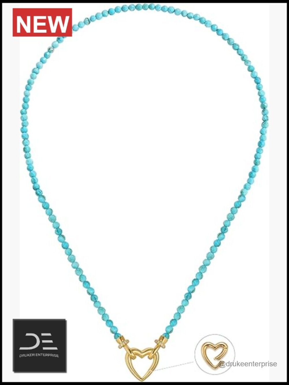 Handmade Natural Stone Boho Choker Necklace with 14K Gold Plated Spring Ring